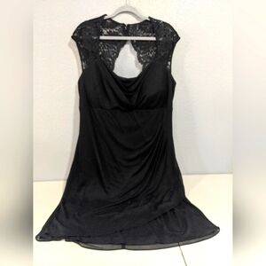 Women's Elegant Black Lace Sheer Cache Cocktail Midi Dress Wedding Size 18
